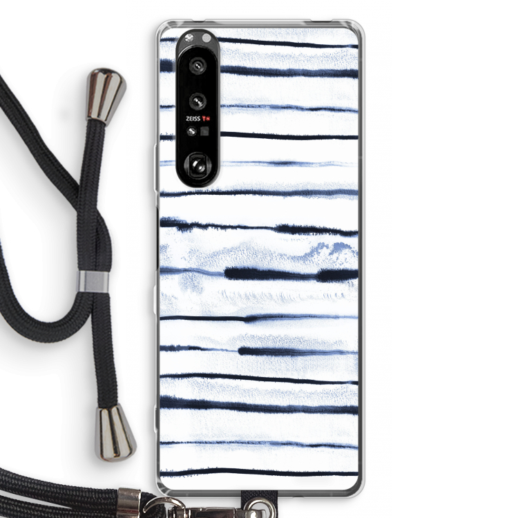 Ink Stripes: Sony Xperia 1 III Transparant Hoesje met koord