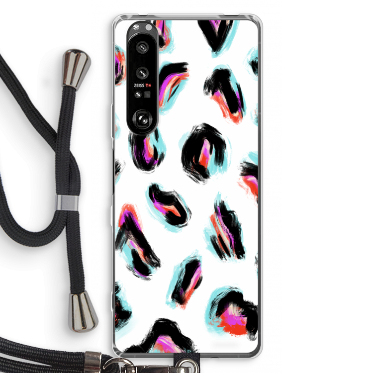 Cheetah color: Sony Xperia 1 III Transparant Hoesje met koord