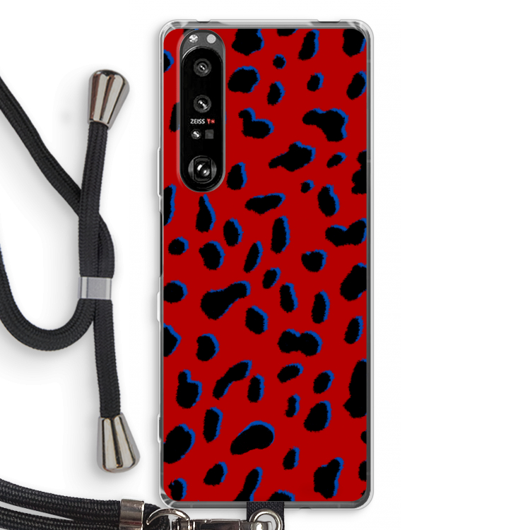 Red Leopard: Sony Xperia 1 III Transparant Hoesje met koord