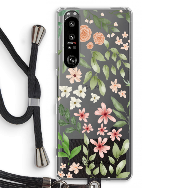 Botanical sweet flower heaven: Sony Xperia 1 III Transparant Hoesje met koord