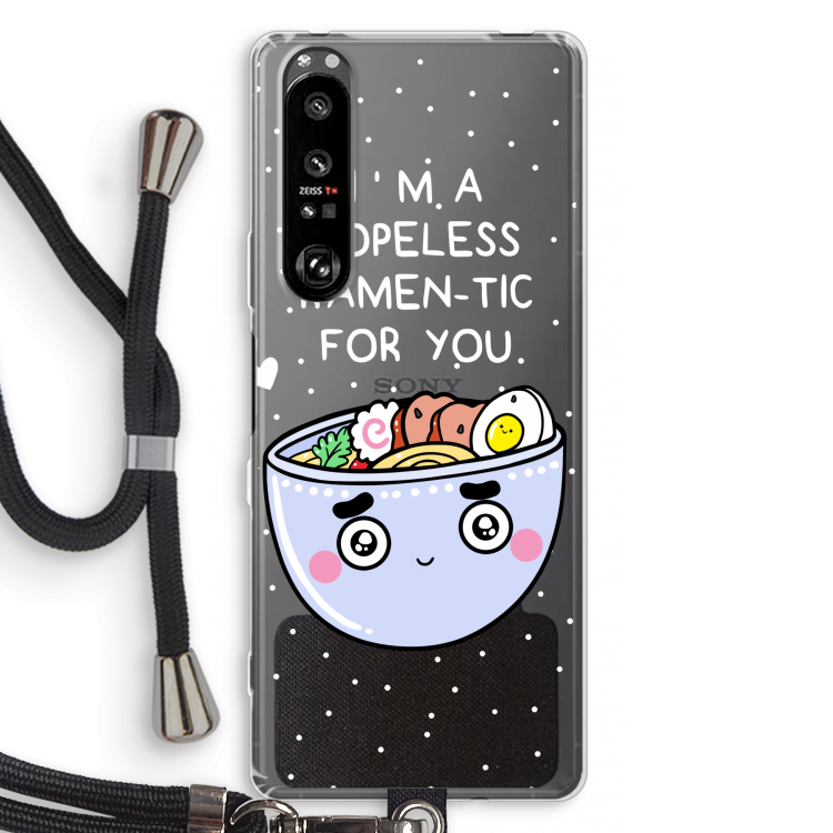 I'm A Hopeless Ramen-Tic For You: Sony Xperia 1 III Transparant Hoesje met koord