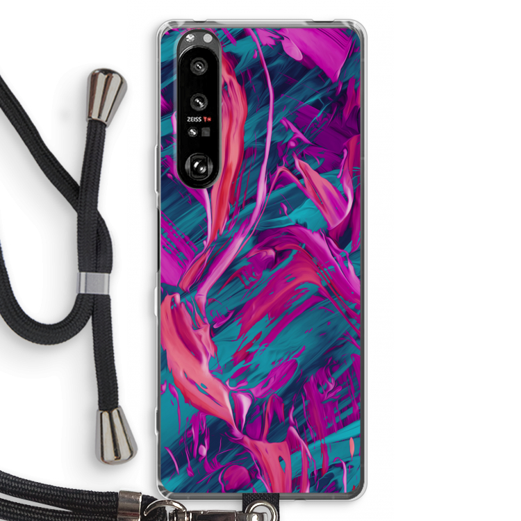 Pink Clouds: Sony Xperia 1 III Transparant Hoesje met koord