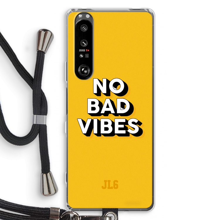 No Bad Vibes: Sony Xperia 1 III Transparant Hoesje met koord