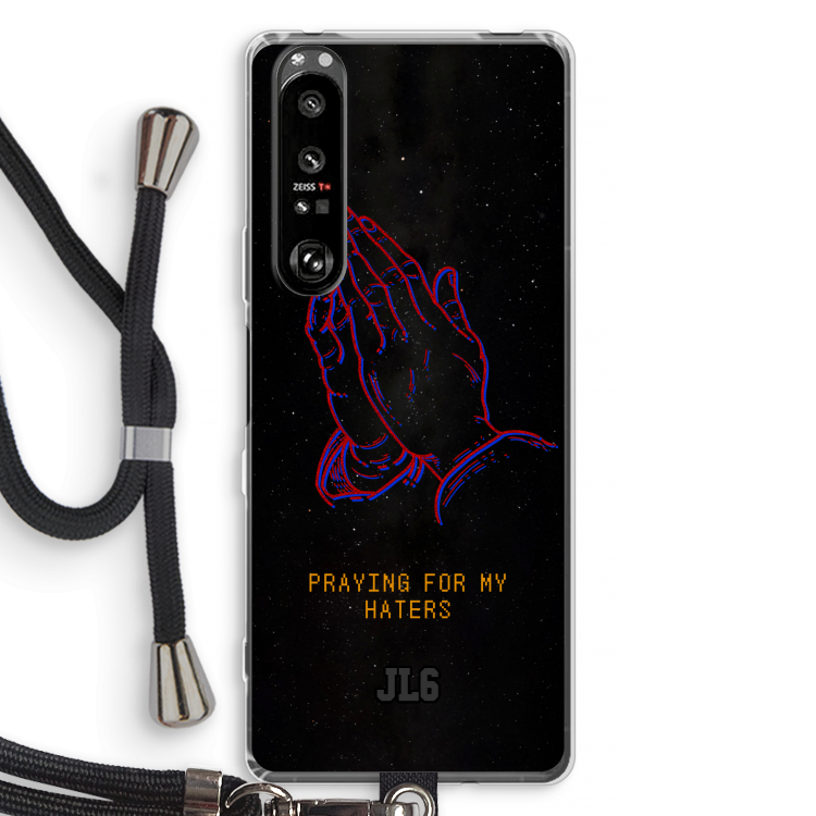 Praying For My Haters: Sony Xperia 1 III Transparant Hoesje met koord