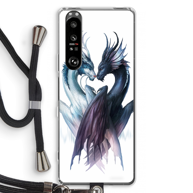 Yin Yang Dragons: Sony Xperia 1 III Transparant Hoesje met koord