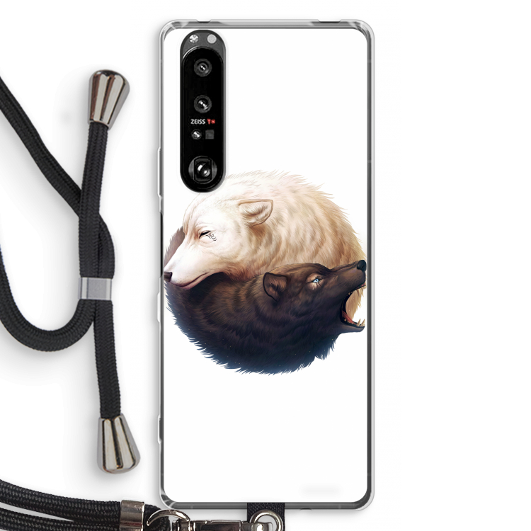 Yin Yang Wolves: Sony Xperia 1 III Transparant Hoesje met koord