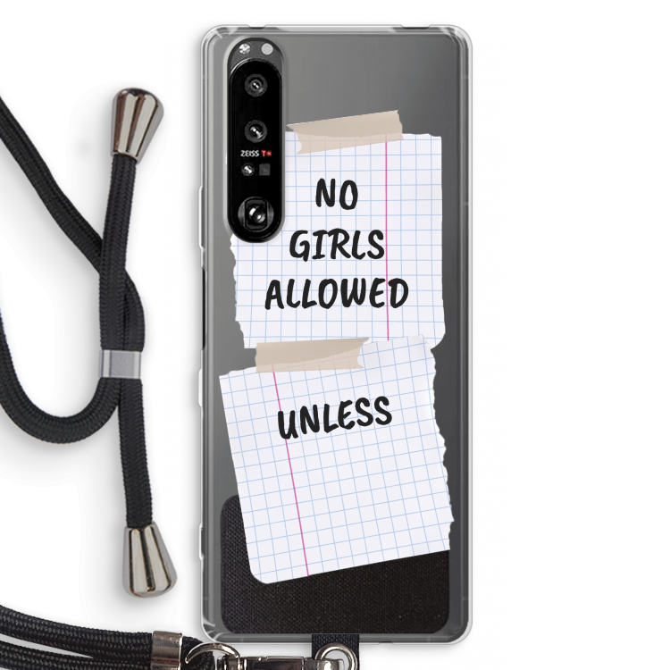 No Girls Allowed Unless: Sony Xperia 1 III Transparant Hoesje met koord