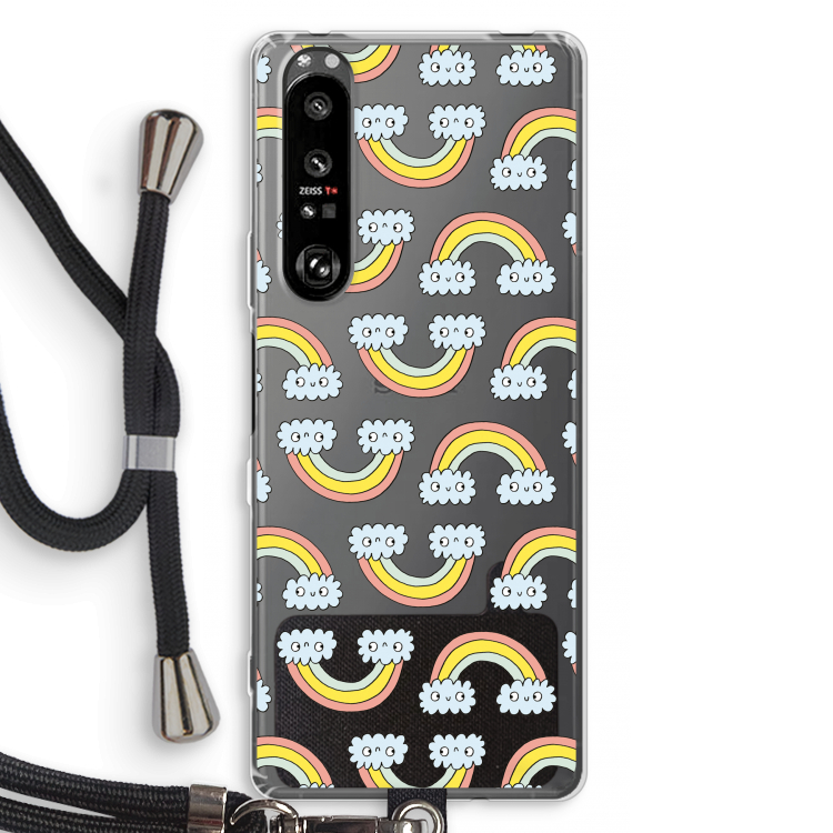 Regenboog: Sony Xperia 1 III Transparant Hoesje met koord