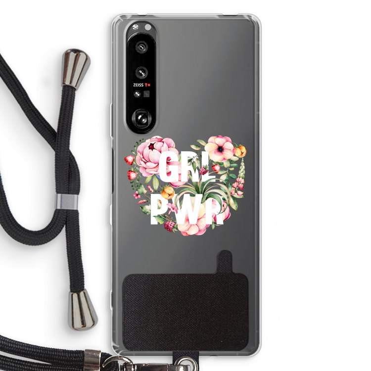 GRL PWR Flower: Sony Xperia 1 III Transparant Hoesje met koord