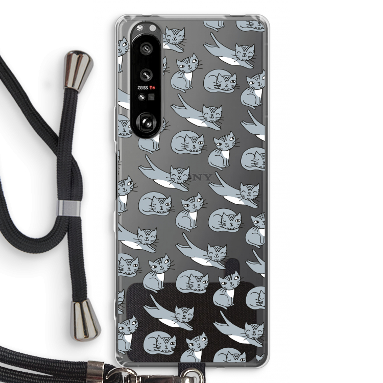 Poezen: Sony Xperia 1 III Transparant Hoesje met koord