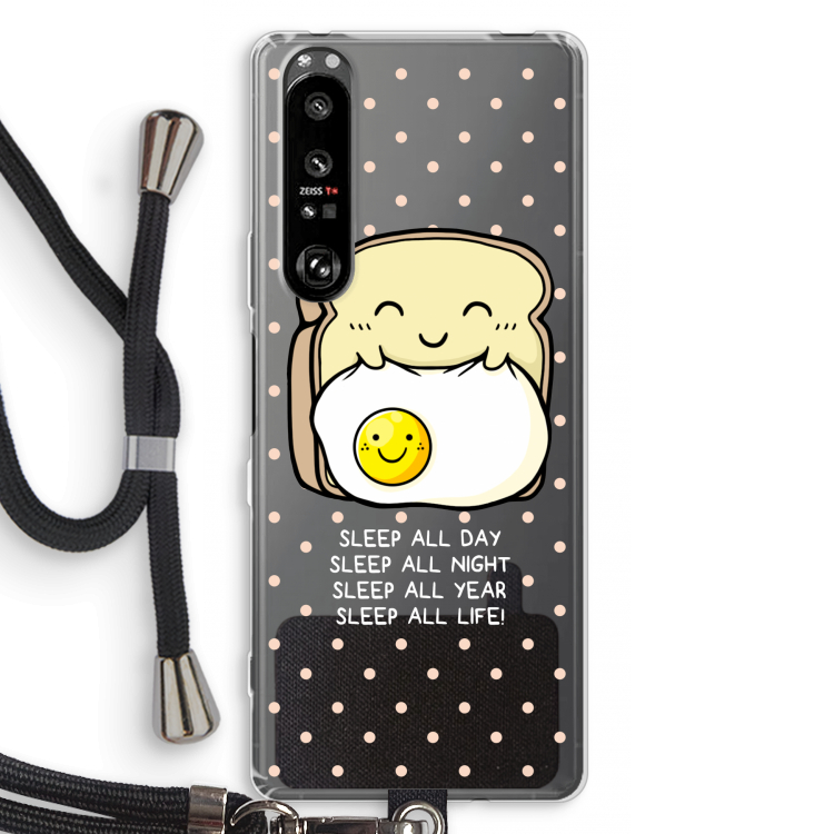 Sleep All Day: Sony Xperia 1 III Transparant Hoesje met koord
