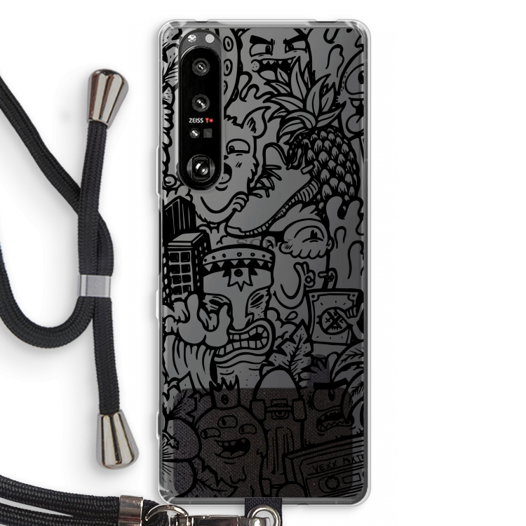 Vexx Black Mixtape: Sony Xperia 1 III Transparant Hoesje met koord