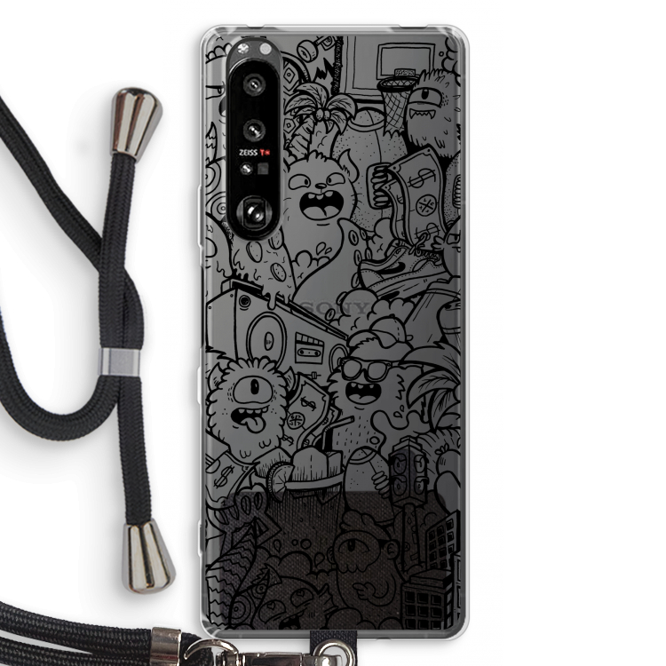 Vexx Black City : Sony Xperia 1 III Transparant Hoesje met koord