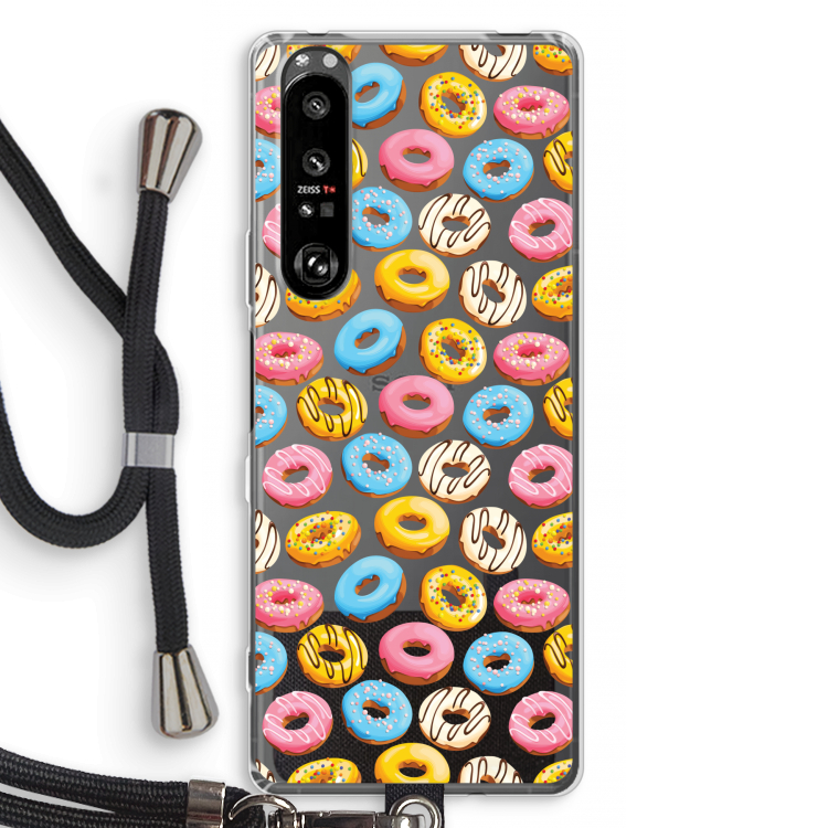 Pink donuts: Sony Xperia 1 III Transparant Hoesje met koord