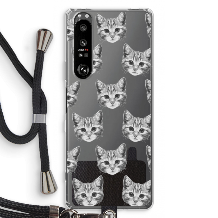 Kitten: Sony Xperia 1 III Transparant Hoesje met koord