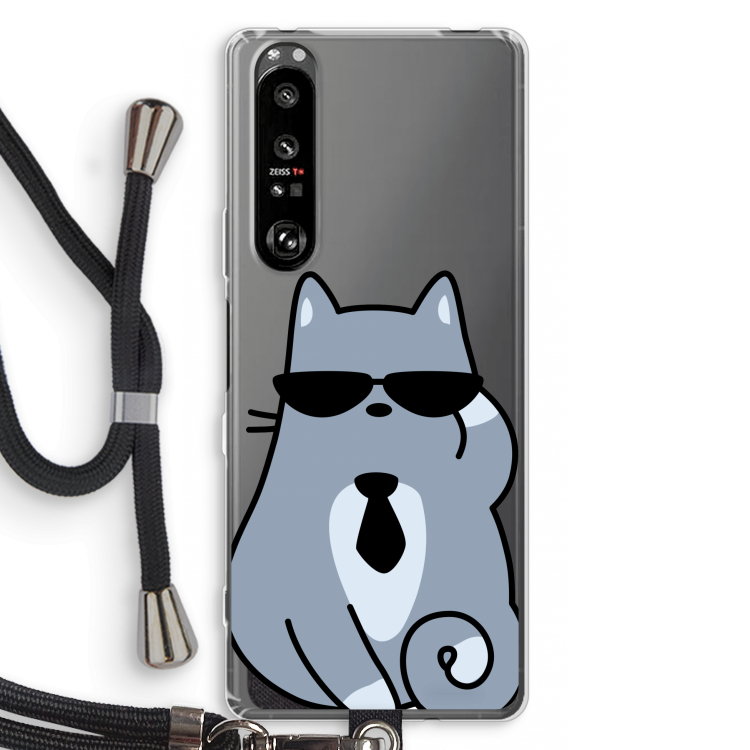 Cool cat: Sony Xperia 1 III Transparant Hoesje met koord