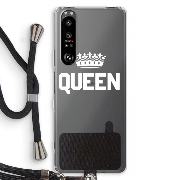 Queen zwart: Sony Xperia 1 III Transparant Hoesje met koord
