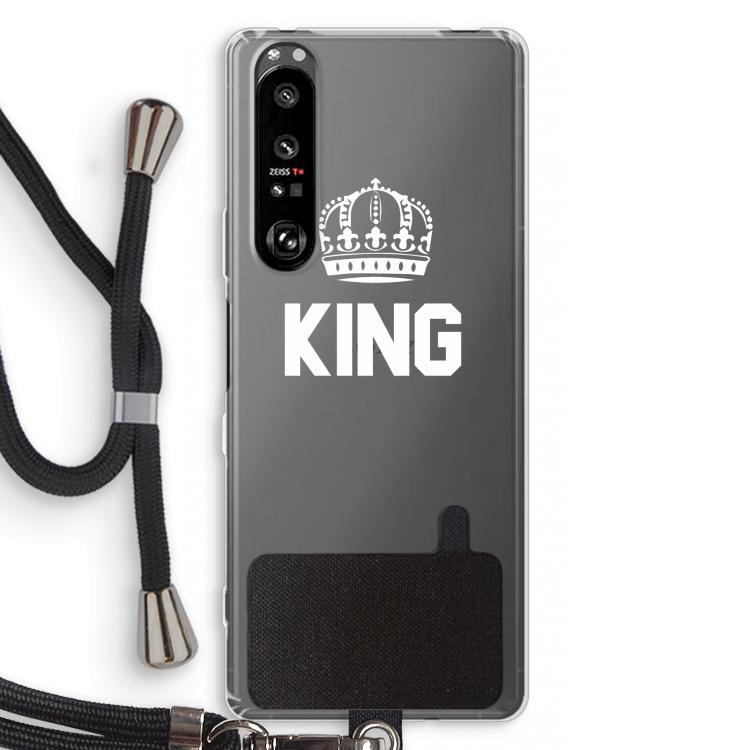 King zwart: Sony Xperia 1 III Transparant Hoesje met koord