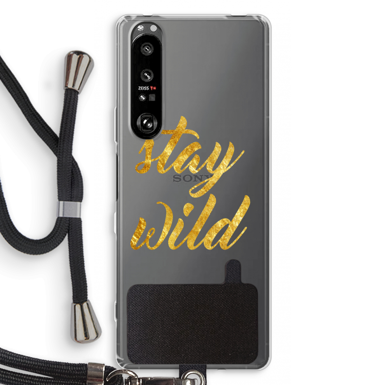 Stay wild: Sony Xperia 1 III Transparant Hoesje met koord