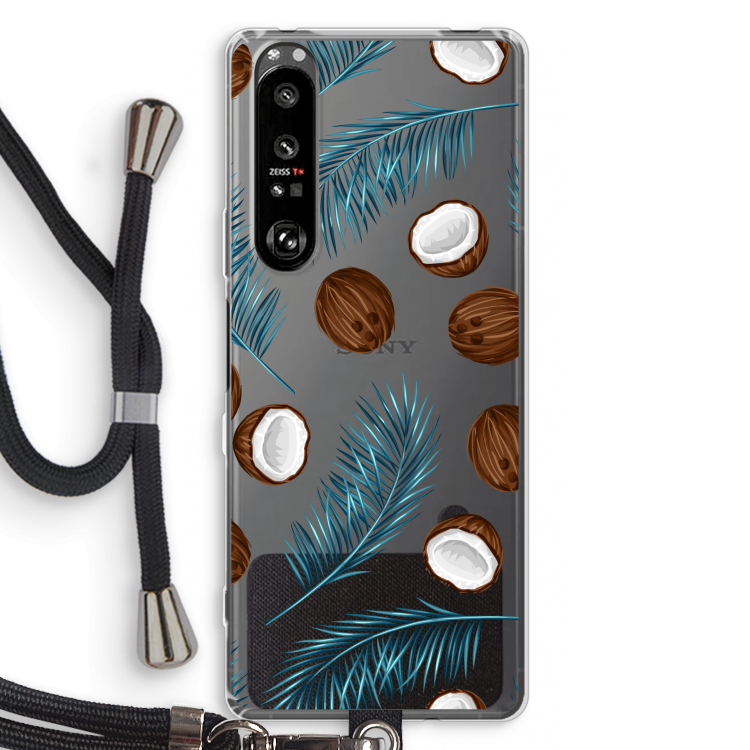 Kokosnoot roze: Sony Xperia 1 III Transparant Hoesje met koord