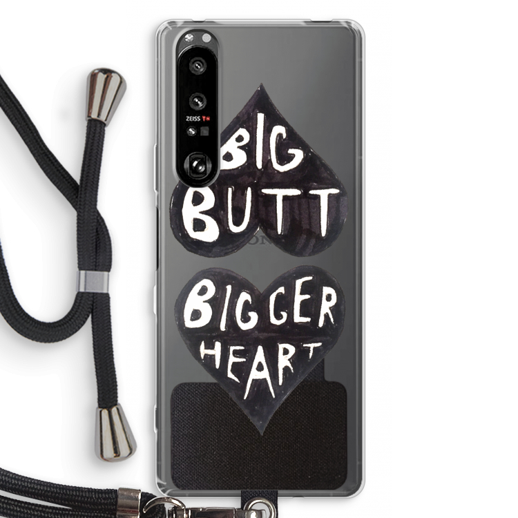 Big butt bigger heart: Sony Xperia 1 III Transparant Hoesje met koord