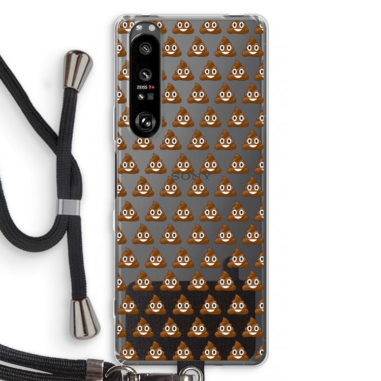 Poop emoji: Sony Xperia 1 III Transparant Hoesje met koord