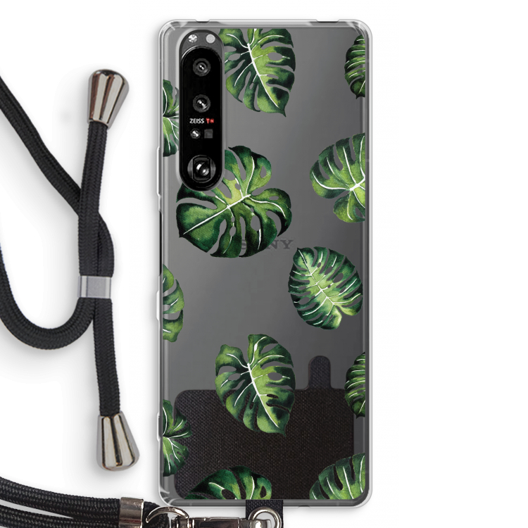 Tropische bladeren: Sony Xperia 1 III Transparant Hoesje met koord
