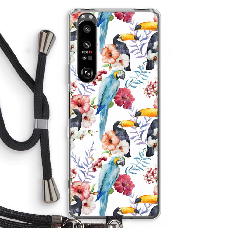 Bloemen tukan: Sony Xperia 1 III Transparant Hoesje met koord