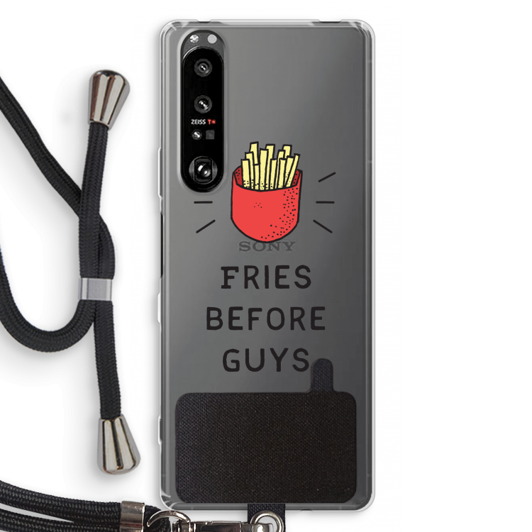 Fries before guys: Sony Xperia 1 III Transparant Hoesje met koord
