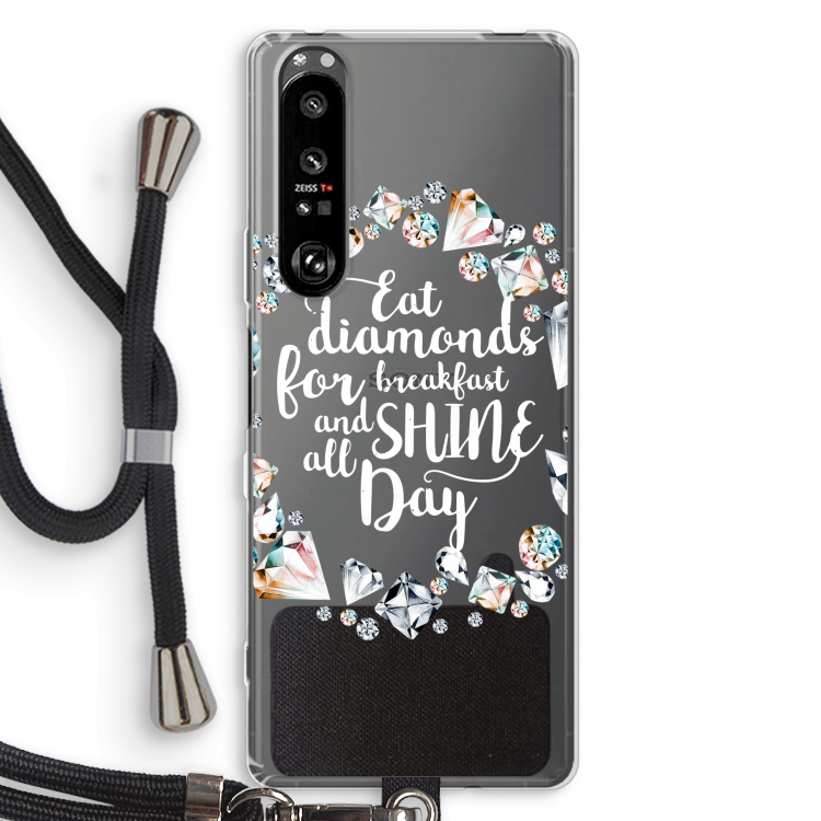 Diamonds: Sony Xperia 1 III Transparant Hoesje met koord