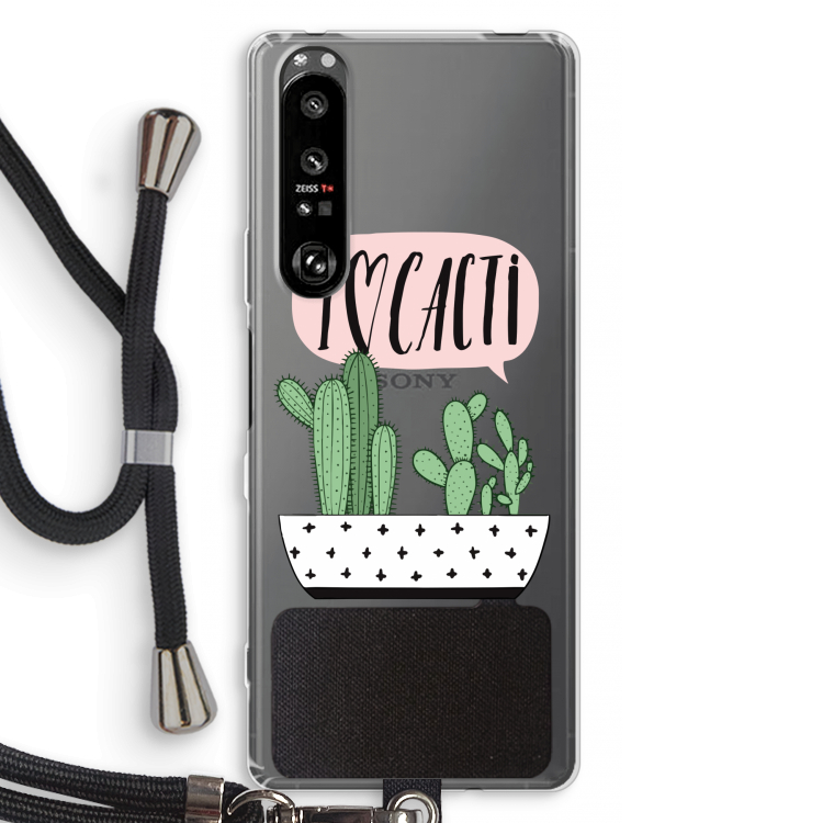 I love cacti: Sony Xperia 1 III Transparant Hoesje met koord