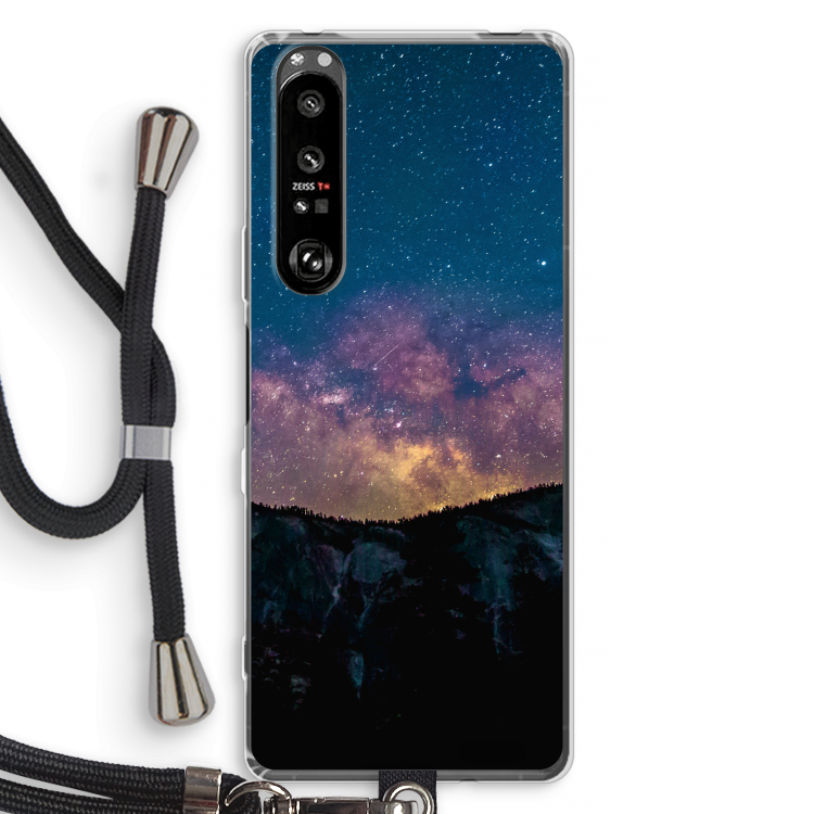 Travel to space: Sony Xperia 1 III Transparant Hoesje met koord