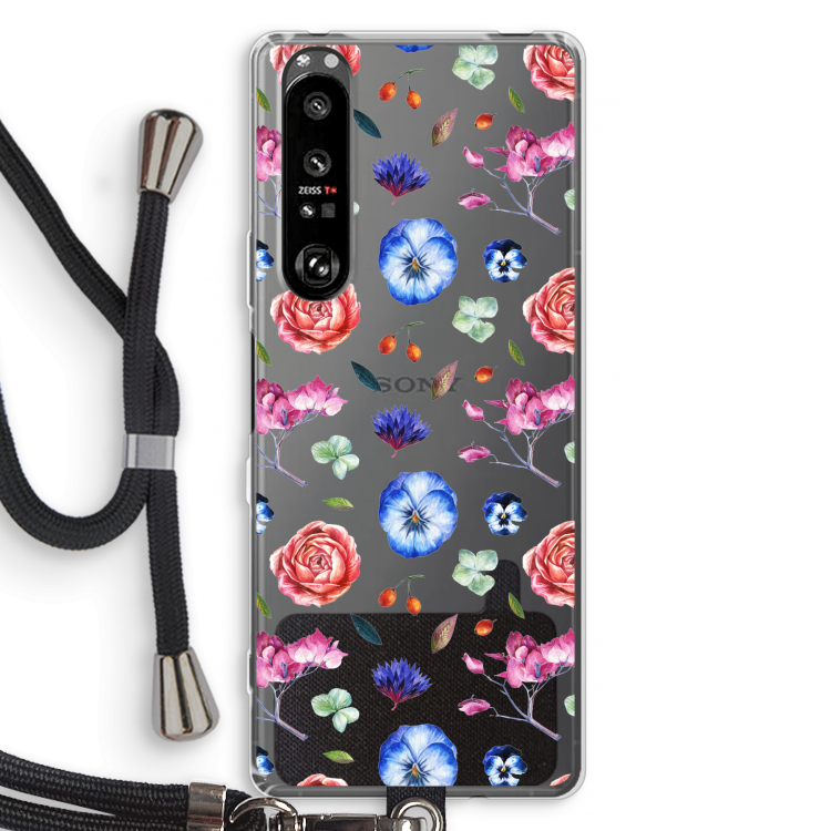 Bloemetjes: Sony Xperia 1 III Transparant Hoesje met koord
