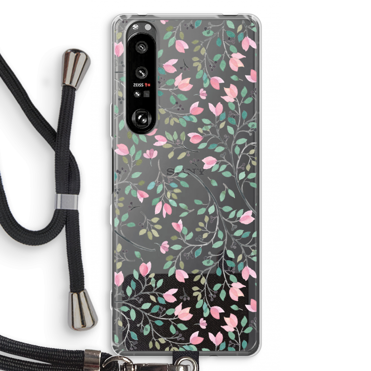 Sierlijke bloemen: Sony Xperia 1 III Transparant Hoesje met koord