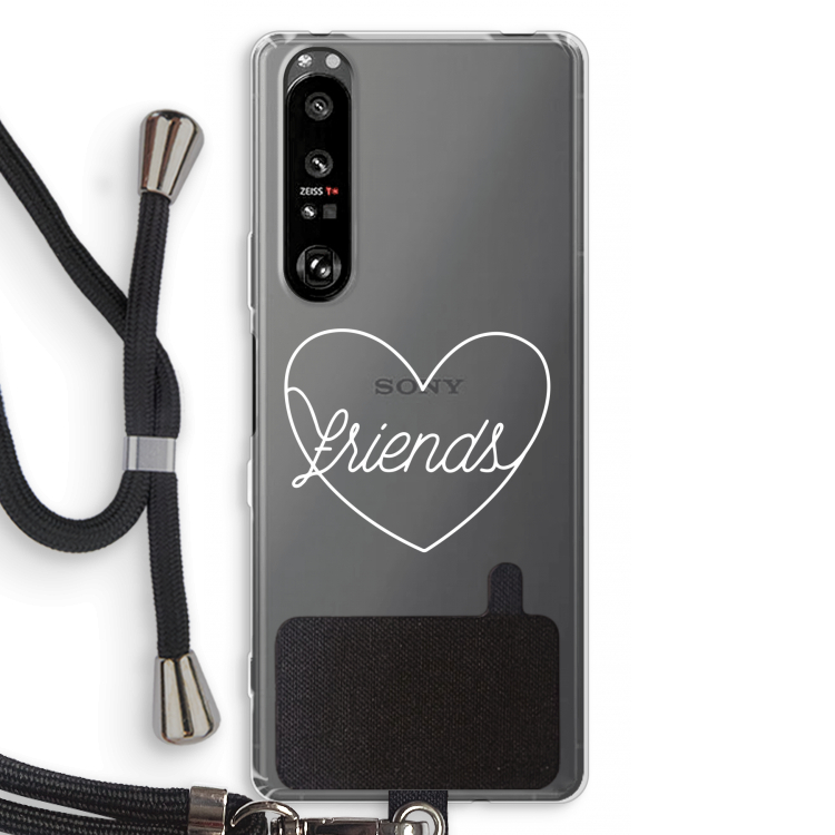 Friends heart pastel: Sony Xperia 1 III Transparant Hoesje met koord