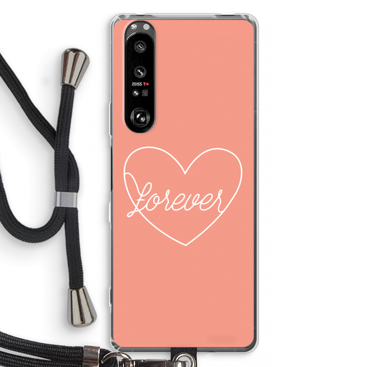 Forever heart: Sony Xperia 1 III Transparant Hoesje met koord