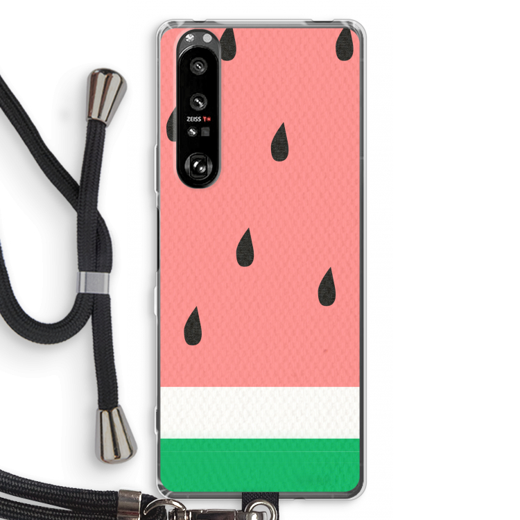 Watermeloen: Sony Xperia 1 III Transparant Hoesje met koord