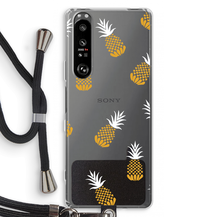 Ananasjes: Sony Xperia 1 III Transparant Hoesje met koord