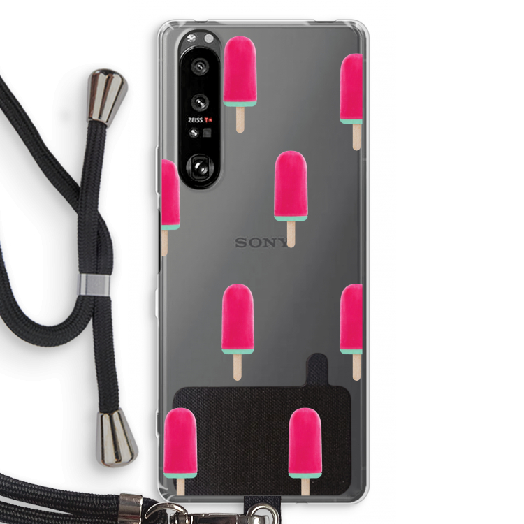 Waterijsje: Sony Xperia 1 III Transparant Hoesje met koord