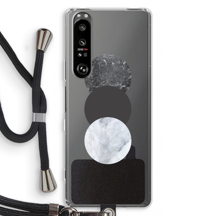 Marmeren cirkels: Sony Xperia 1 III Transparant Hoesje met koord