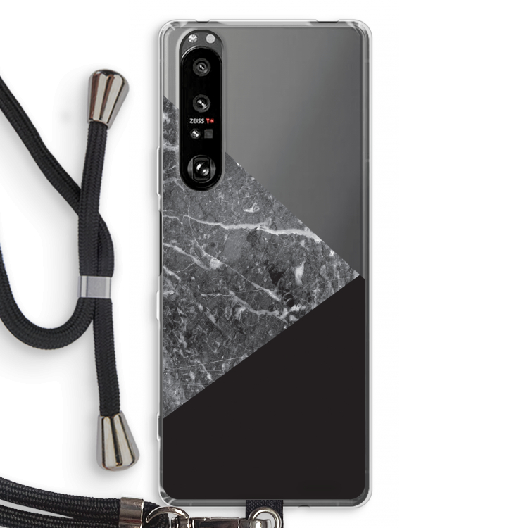 Combinatie marmer: Sony Xperia 1 III Transparant Hoesje met koord