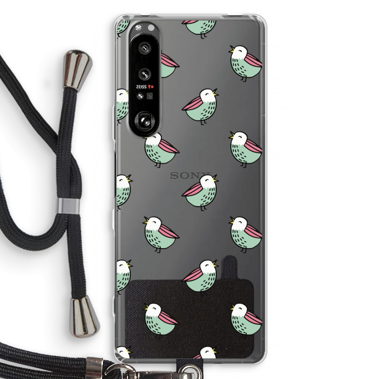 Vogeltjes: Sony Xperia 1 III Transparant Hoesje met koord