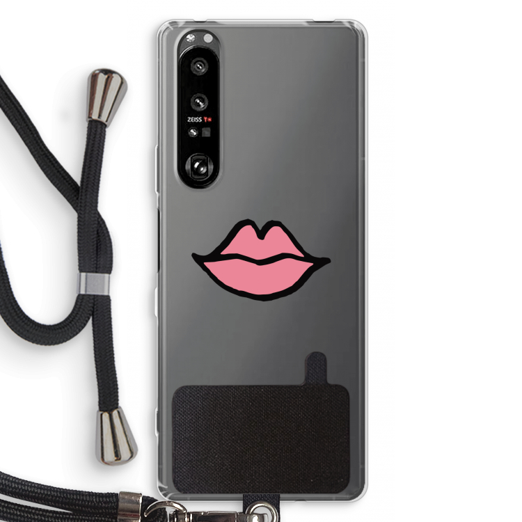 Kusje: Sony Xperia 1 III Transparant Hoesje met koord
