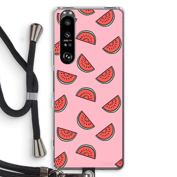 Watermeloen: Sony Xperia 1 III Transparant Hoesje met koord