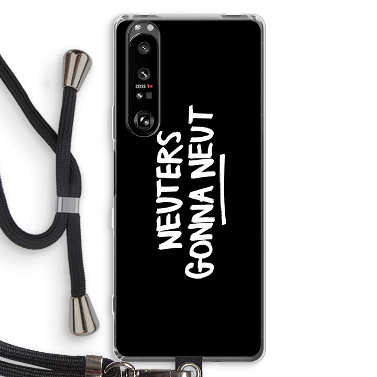 Neuters (zwart): Sony Xperia 1 III Transparant Hoesje met koord