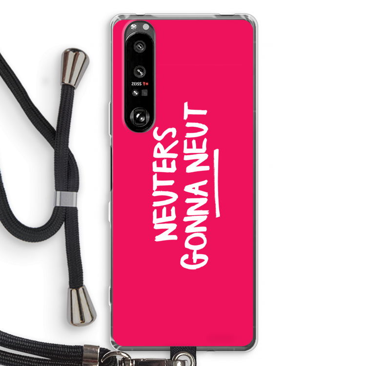 Neuters (roze): Sony Xperia 1 III Transparant Hoesje met koord