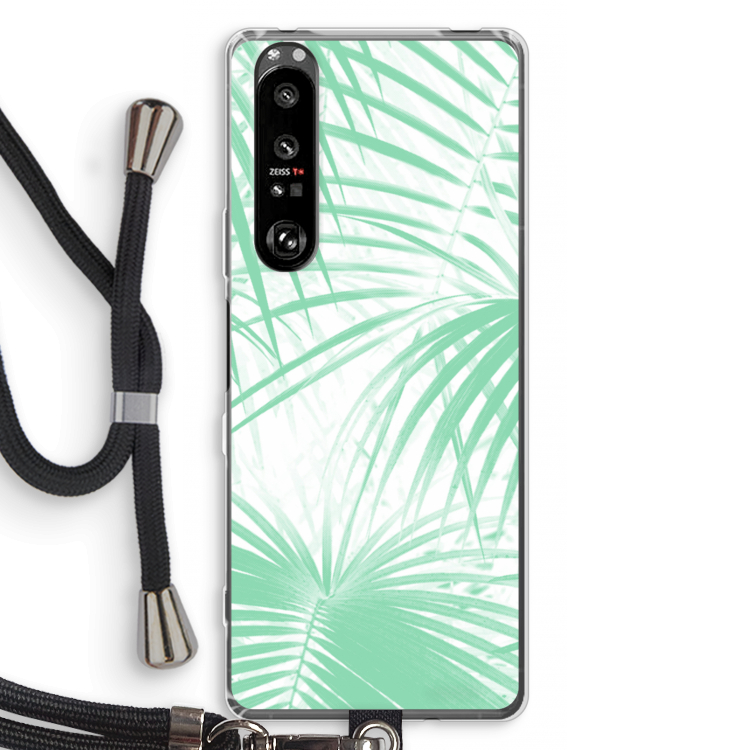 Palmbladeren: Sony Xperia 1 III Transparant Hoesje met koord