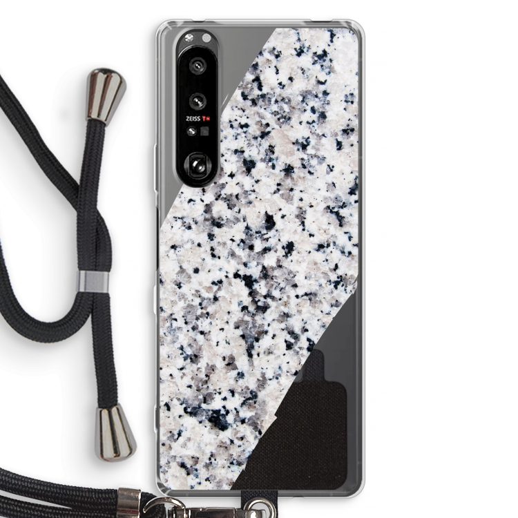 Gespikkelde marmer: Sony Xperia 1 III Transparant Hoesje met koord