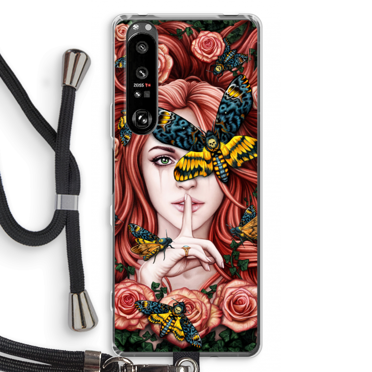 Lady Moth: Sony Xperia 1 III Transparant Hoesje met koord
