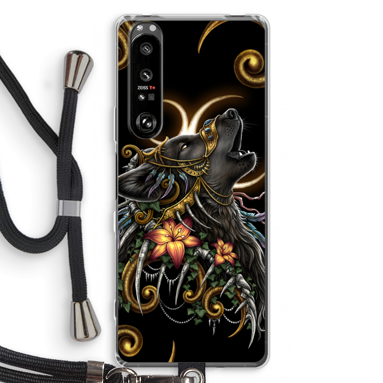 Huilende Wolf: Sony Xperia 1 III Transparant Hoesje met koord